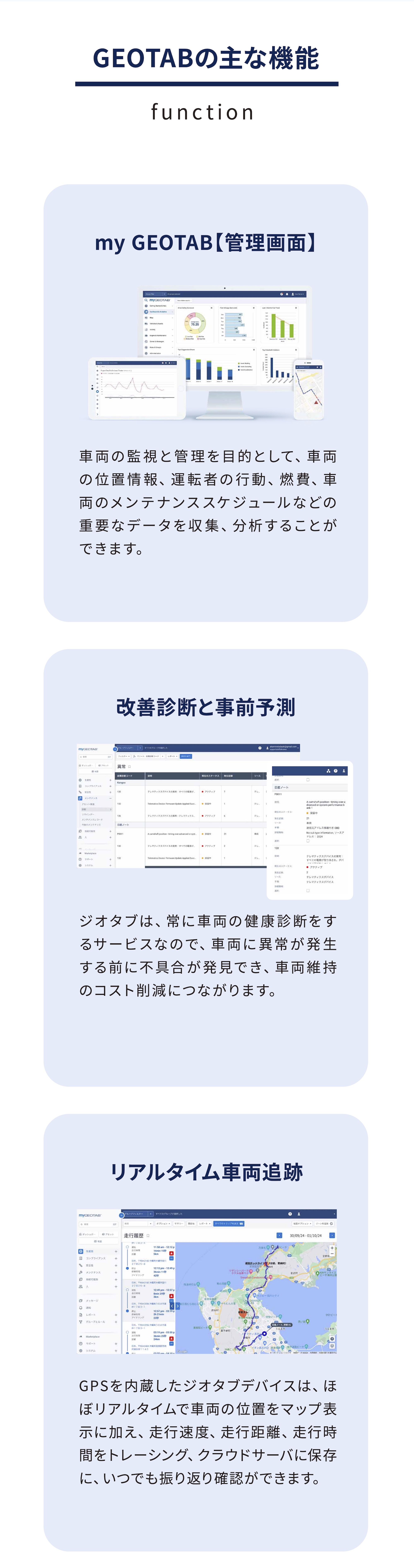 ジオタブの主な機能のご紹介です。